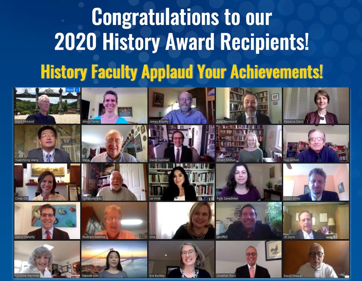 Congratulations to our 2020 History Award Recipients from the History Faculty
